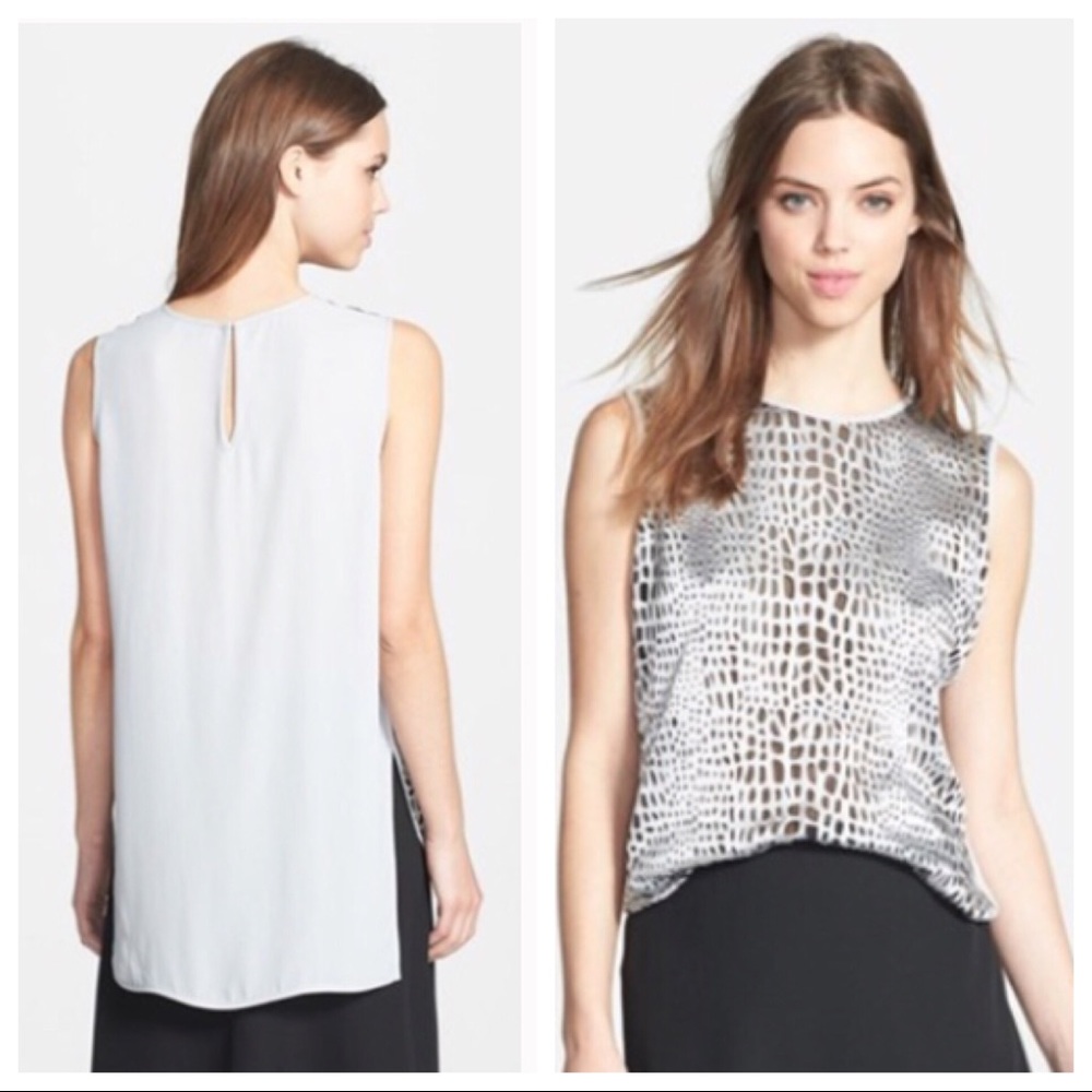 Vince Camuto Burnout Animal Print Shirttail Blouse